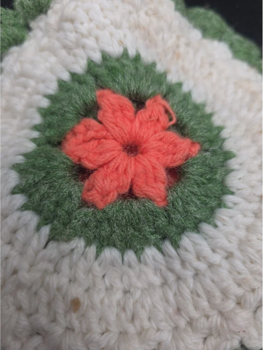 Vtg Handmade Crochet Lace Pot Holder Grannycore Craft Pink Rose 3D Flower 7